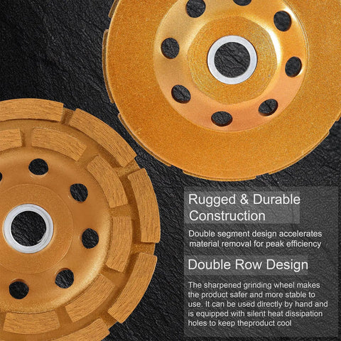 Diamond Grinding Wheel 4.5 Inch Double Row Segmented Cup Wheel For Concrete And Stone Surface Prep, Polishing And Removal, 18 Segments