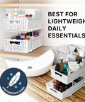 Total Game Changer Slick Sliding Under Sink Organizer With Adjustable Divider And Portable White Baskets for organizing lightweight daily essentials.
