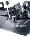 Mondego 6L Bike Frame Bag For Commuting And Road And Gravel Riding Ultra Lightweight And Durable Frame Pack with zipper open showing contents.