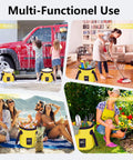 Foldable 3.2 Gallon Water Bucket with handle used for car wash, home cleaning, beach party, and gardening in multi-scenes.