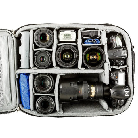 Open Airport Accelerator Camera Backpack for Travel Photographers Fits Two Gripped DSLRs With 600mm F4 Or 500mm F4 Attached