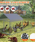 Walk-In Chicken Coop With Run 120x40x40 Inch Outdoor Backyard Poultry Pen with galvanized steel frame and security lock
