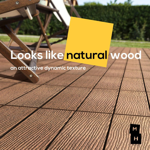 Interlocking 12 By 12 Inch Balcony Patio Deck Tiles 12 Pack Waterproof Weatherproof Floor Tiles For Indoor Outdoor Use close-up