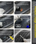 Instructions for using the Straight Shooter Tire Repair Patch Tool Kit for flat tire repairs with grinding and drilling steps.