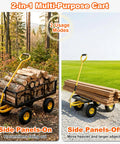 2-in-1 Rugged 500 Lb Capacity Heavy Duty Garden Cart With Steel Frame Adjustable Rotating Handle 10 In All Terrain Tires