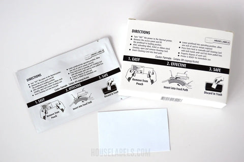 Thermal Printer Cleaning Cards For Print Heads 2.1 By 3.425 Inches Each Card Is Individually Wrapped With Instructions Visible