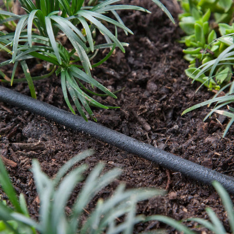One Quarter Inch Fifty Foot Soaker Hose For Drip Irrigation Ideal For Vegetable Gardens Planters And Borders Black Tubing