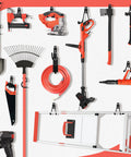 Badass Heavy Duty Garage Hooks With Non Slip Pvc Coating And Professional Grade Steel Build For Insane Weight Capacities And Stress Free Home Organization holding assorted tools on a wall.