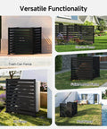 Collage of Outdoor HDPE Privacy Fence Panels, 3 Pack, 42 Inch High By 38 Inch Wide, for various enclosures and uses.
