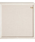 Rustic Linen Bulletin Board 14 By 14 Inch With White Wood Frame, Industrial Grade Pinning Surface, Includes Push Pins