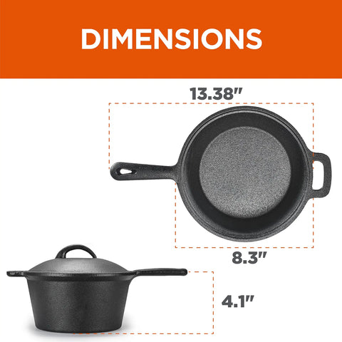 Dimensions of 2 Qt Preseasoned Cast Iron Saucepan With Lid And Built In Handles Induction Ready For Campfire Cooking Grillin Outdoor Skillet