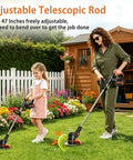 Mother and daughter using Cordless 21V Weed Eater With Stringless Design 3 Blade Types Dual 4000mAh Batteries in garden