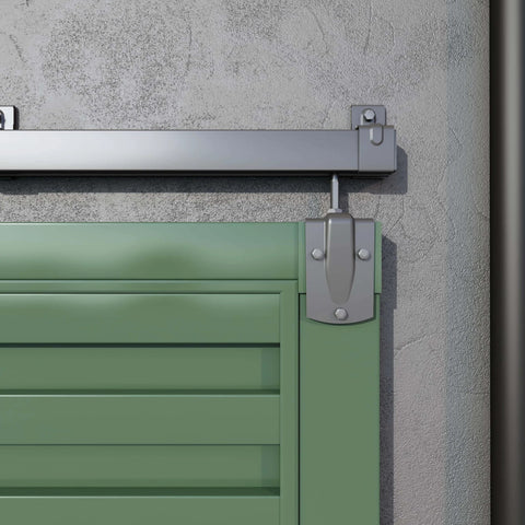 10 Ft Heavy Duty Box Rail Exterior Sliding Barn Door Hardware Kit, 450 Lb Capacity, Black Powder Coated Finish