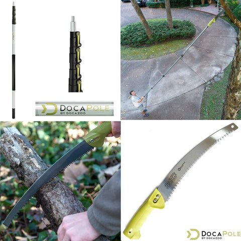 Heavy Duty Telescoping Pole Saw Extends Six To Twenty Four Feet With Lock Tight Grips For Hustle Free Pruning Of Branches Under Two Inches Featuring Fast Thumb Lever Clasps And Killer Reach For Easy Outdoor Yard Work