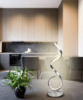 Modern Spiral LED Table Lamp With Dimmable Touch Control And USB Port 22W Reading Light in a modern kitchen setting.