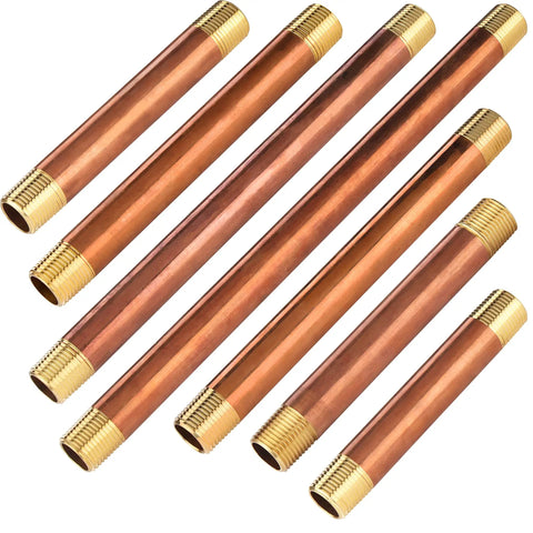Brass Pipe Long Nipples Assortment Kit Seven Lengths From 5 Inch And 5-1/2 Inch To 12 Inch With 1/2 Inch Male NPT Threads Heavy Duty