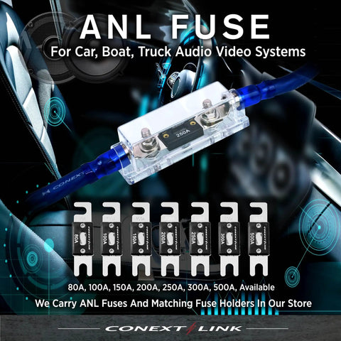Nickel Plated 300 Amp ANL Fuse 5 Pack For Auto Electrical Systems, Heavy Duty High Current Protection with fuse options.