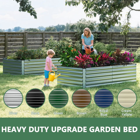 Two Piece Galvanized Raised Garden Bed Kit 8 By 4 By 2 Feet Outdoor Planter Boxes For Vegetables Flowers And Herbs 478 Gallon Capacity