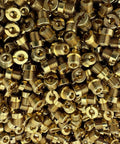 Main Jet Kit For One Quarter Inch By Thirty Two Carbs With Brass CNC Machined Jets Sizes 50 Through 59 Two Pieces Each Total 20 Jets Great For Holley Style Carburetors And Precision Tuning, showing a pile of brass jets