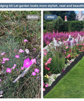 Before and after using No Dig Garden Edging Kit 20 Ft Black Landscape Border With 20 Stakes 6 Inch Tall Heavy Duty PP Plastic Edging.