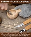 Sweet Complete Wood Spoon Carving Kit Featuring Razor Sharp Hook Knife Premium Sloyd Blade And Wide Bowl Gouge for shaping kuksas.