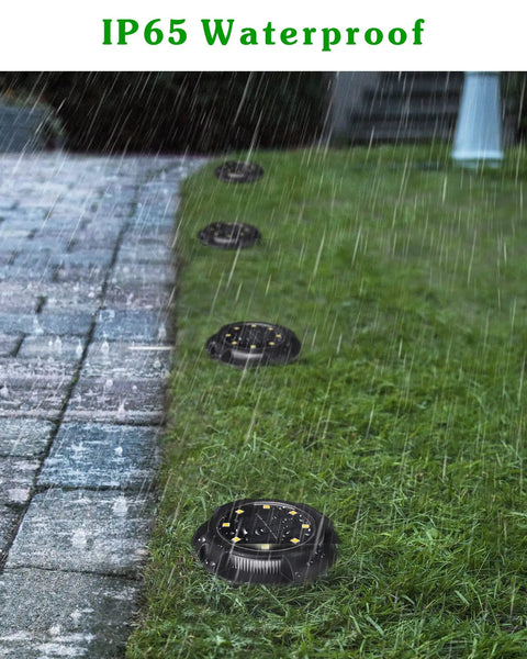 Solar Outdoor Walkway Lights 12 Pack Bright Ground Lights Uplight And Sidelight Waterproof For Yard Garden And Poolside White Finish