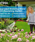 Woman using 2 In 1 Bendable Watering Wand For Garden And Car Cleaning, Heavy Duty Sprayer With 29 Inch Reach