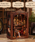 Twilight Library Edition DIY Book Nook Kit with LED lights, featuring 194 wooden puzzle pieces forming a miniature library model.