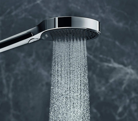 Rainfinity 5-Inch Handheld Shower Head With Three Spray Modes PowderRain Intense PowderRain MonoRain Chrome Finish Delivers