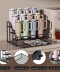 4-Tier Cup Holder Rack For Stanley 40 Oz Tumblers And Water Bottles with pull-out drawer on kitchen counter