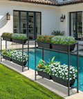 Raised Garden Bed With Legs, 32 Inch Elevated Planter Box For Veggies And Herbs, Includes Drainage Holes, Trellis, And Four Plastic Planting Stations