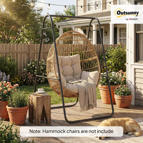 Heavy Duty Steel A Frame Hammock Chair Stand for Hanging Hammocks, Rock Solid 330 Lb Weight Capacity, backyard view
