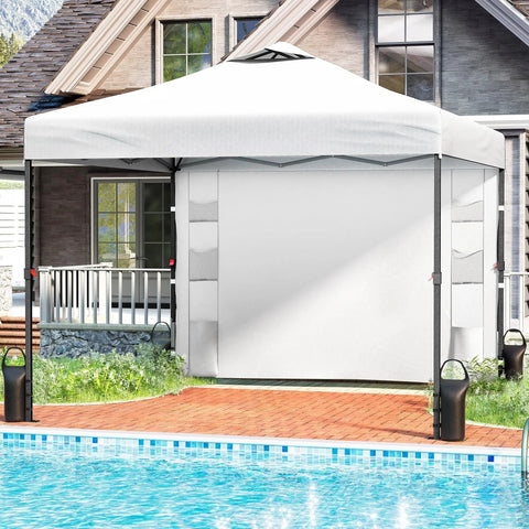 Effortless 10x10 Pop Up Canopy Tent With One Sidewall And Six Pockets For Quick Shade At The Beach Or Patio One Push Setup Vented Roof