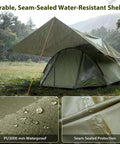 Big Ol 17x10 Ft Camping Tarp Shelter Waterproof UV-Resistant Rain Fly for Hammocks and Tents in rainy forest setting