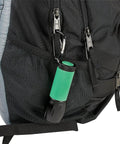 RedSight Red LED Flashlight with XL glow grip attached to backpack for astronomy and night vision preservation.