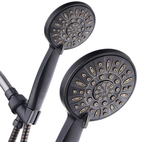 High Pressure Handheld Shower Head With Six Settings, Extra Long Six Foot Hose And Bracket, Oil Rubbed Bronze Finish