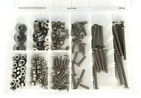 All In One Stainless Steel Hex Tap Bolts Kit With Nuts And Washers One Quarter Inch Twenty Thread 256 Piece Assortment