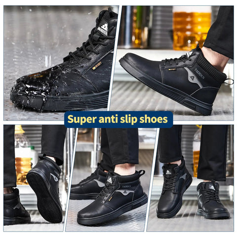 Solid Non Slip Work Boots With Legit Grip And Waterproof Build For Chefs Restaurant Staff And Delivery Crew Seeking Lightweight Gear That Keeps Your Kicks Dry On Greasy Or Wet Kitchen Floors During Every Shift