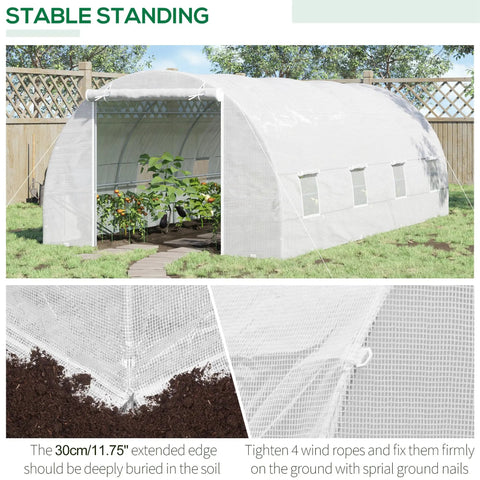 Walk-In 20 Ft Long By 10 Ft Wide By 7 Ft High Greenhouse With Zippered Door And 8 Mesh Windows, Galvanized Steel Frame, setup view