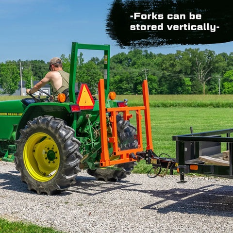 Six In One Tractor Attachment With Pallet Forks, Hay Spear Sleeve, Gooseneck Trailer Hitch, 2-Inch Receiver, Recovery Hooks