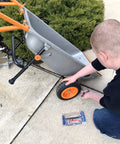 Person using Cushion Grip Hex T Key Allen Wrench Set, 8 Piece Metric MM Sizes 2-10, 9 Inch Shaft, on wheelbarrow tire