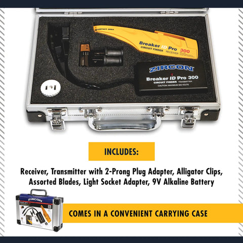 Breaker ID Pro 300 Electrical Circuit Breaker Finder Kit With Transmitter Receiver And Adapters For 120V And 240V Systems A Must Have For Residential And Commercial Use CAT III Rated Pro Grade in carrying case