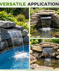 8 Inch Wide Rock Lid Waterfall Spillway Kit For Ponds And Gardens, creating smooth sheet water, natural gray finish
