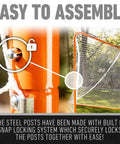 Official 6x6 Lacrosse Goal With Quikset Net Attachment For Quick Setup Regulation Size Practice Target, close-up of locking system.