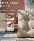 Indoor Outdoor Wicker Hanging Egg Chair With Stand featuring beige cushion with water-resistant and UV-proof fabric details