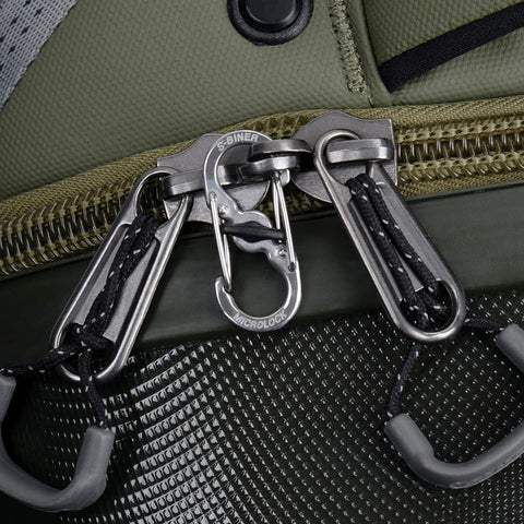 Stainless Steel S Biner MicroLock Locking Key Holder Set Dual Gates For Easy Key Clips On Your Keychain Twist To Lock 2 Pack