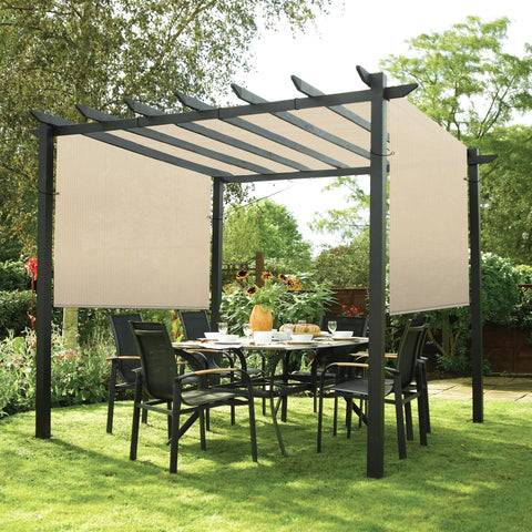 12 By 12 Pergola Cover With Grommets And Weighted Rods HDPE UV Blocking Shade Cloth on pergola in garden setup
