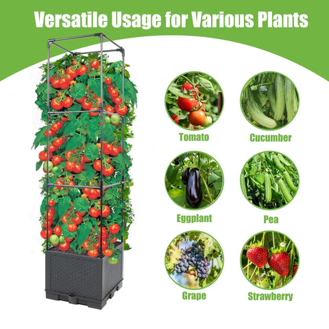 Two Pack Raised Garden Bed Planter Box With Trellis For 44 Inch Tomato Trellis And Climbing Plants highlighting versatility for vegetables
