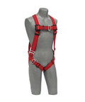 Heavy Duty Fall Protection Harness With Back D Ring And Pass Through Leg Straps, 5 Point Adjustment, 420 Pound Capacity, Extra Large, Red And Black Welders Safety Gear For The Job Site on mannequin