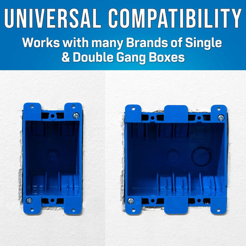 Wall Box Template And Level For Old Work Electrical Boxes Blue With Built In Level For Single And Double Gang Mounting In Horizontal Or Vertical Positions And Wide Protective Rubber Strips For No Fuss Safe Use